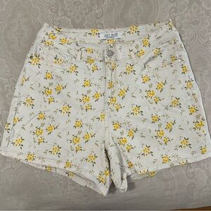Judy Blue High Waist Floral Shorts - Cream and Yellow